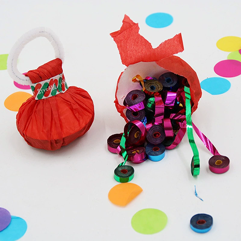 Hand‑pull ribbon streamer, multi‑color, 30 or 360 heads, flame‑retardant option