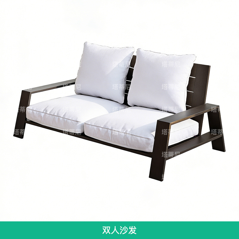 Sofá de teca de alta gama al aire libre combinación de mesa de té patio al aire libre hotel de ocio muebles impermeables y protectores solares