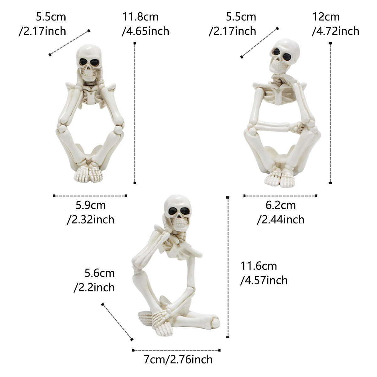  New Black and White Thinking Skull Skeleton Snake Halloween Horror Haunted House Decorative Resin Skull  Batch