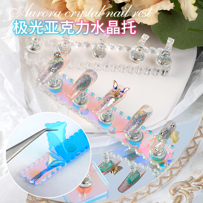 Herramientas de uñas tira de acrílico transparente principiante personalidad pieza de uñas práctica titular de uñas de oro base Soporte de pantalla