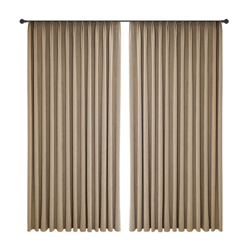 New milk tea color thickened herringbone pattern chenille high blackout curtain fabric wholesale bedroom living room sunscreen curtain finished product