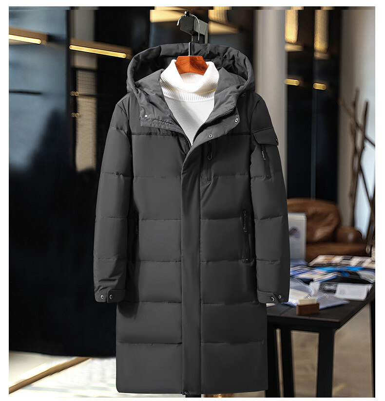 Piumino con cappuccio ispessito per nuovo prodotto invernale per cappotto da uomo di media lunghezza in piumino d'anatra bianco caldo_voghion.com