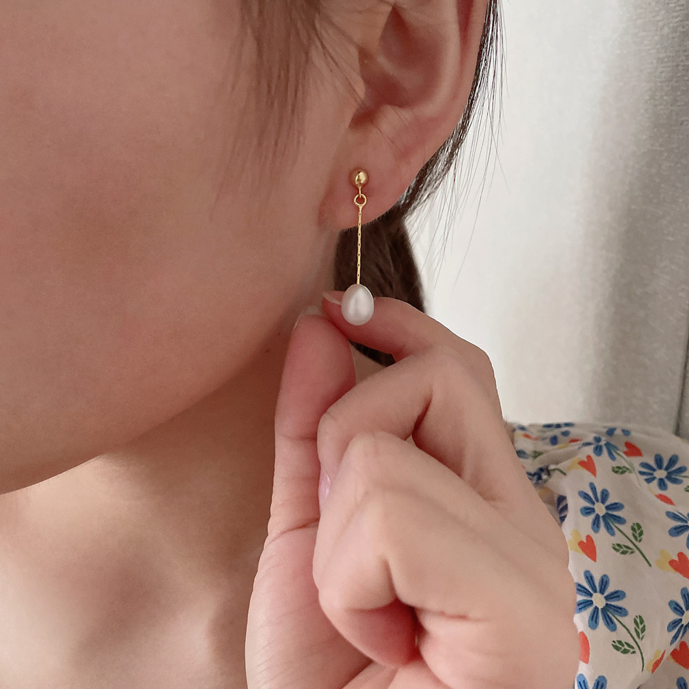 1 Pair Freshwater Pearl Seed Bead Copper Freshwater Pearl Freshwater Pearl Earrings Tassel Solid Color Drop Earrings Earrings Ear Line display picture 4