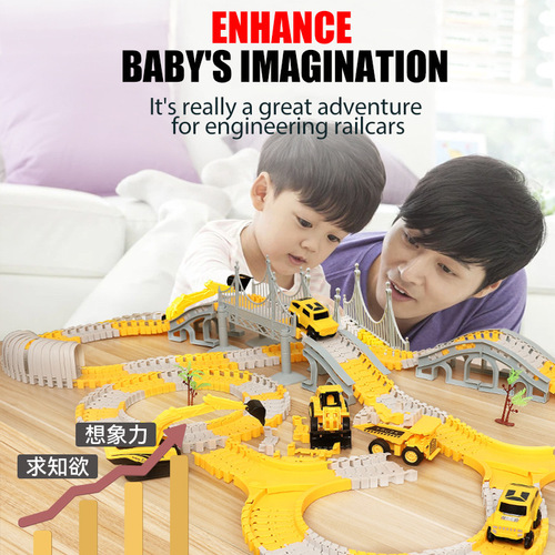 Cross-border exclusive DIY electric track toy car engineering car children's intelligence toy track train