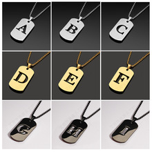 亚马逊跨境时尚不锈钢26英文镂空字母军牌项链气质百搭饰品热销