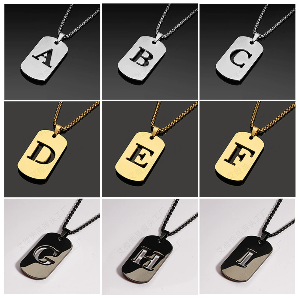 Amazon трансграничная мода из нержавеющей стали 26, английское ожерелье с вырезами в стиле милитари, элегантное универсальное ювелирное изделие, горячая распродажа