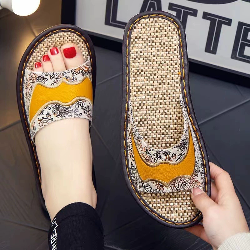 Простая пара кожаных тапочек для мужчин новый интерьер для предотвращения скольжения летом