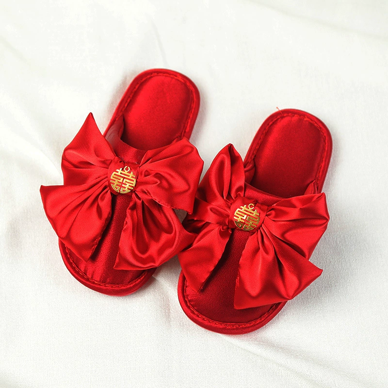Свадебные тапочки Красные женские лето Весна Осень Четыре сезона Мягкие домашние высококачественные свадебные тапочки Праздничная пара оптом
