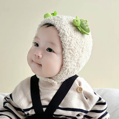 Baby hat winter new cute little turtle plush ear protection cap for boys and girls baby super cute warm cap