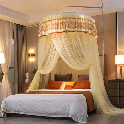 柏莎春夏季韩法式公主风天地杆圆顶蚊帐宫廷落地圆形吊顶蚊帐厂家|ru