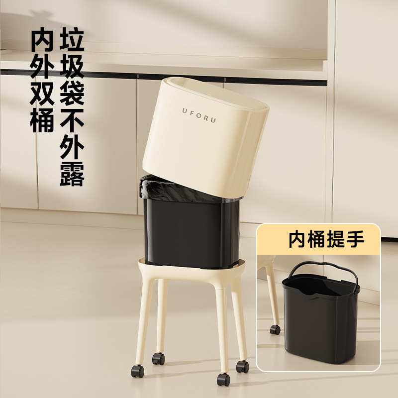 MTOY 蓋付き、腰をかがめずに隙間を埋める、高級感のあるキッチン用ゴミ箱、高見え、大容量、キャスター付き、プッシュ式ゴミ箱|undefined