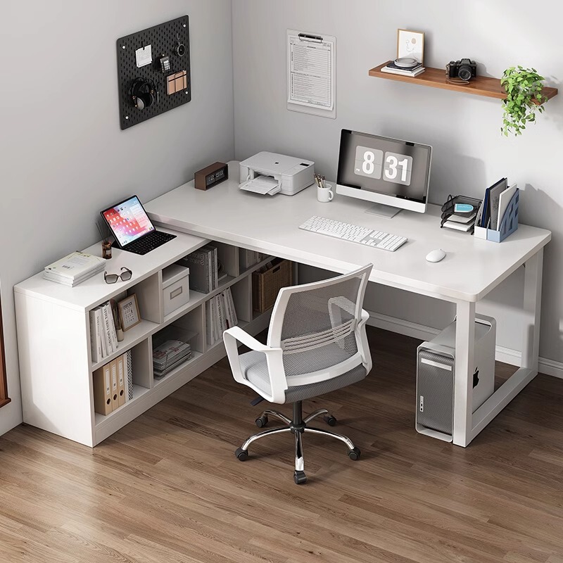 Corner Desk Bookshelf Integrated Table L-shaped Computer Desk Student Household Writing Desk Corner Desk Bedroom Table