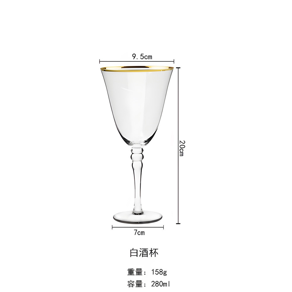 Jin Baijia creativo cristal rojo vino vidrio artificial soplado borde dorado doble cuentas champán vidrio boda mesa de traje de alta gama