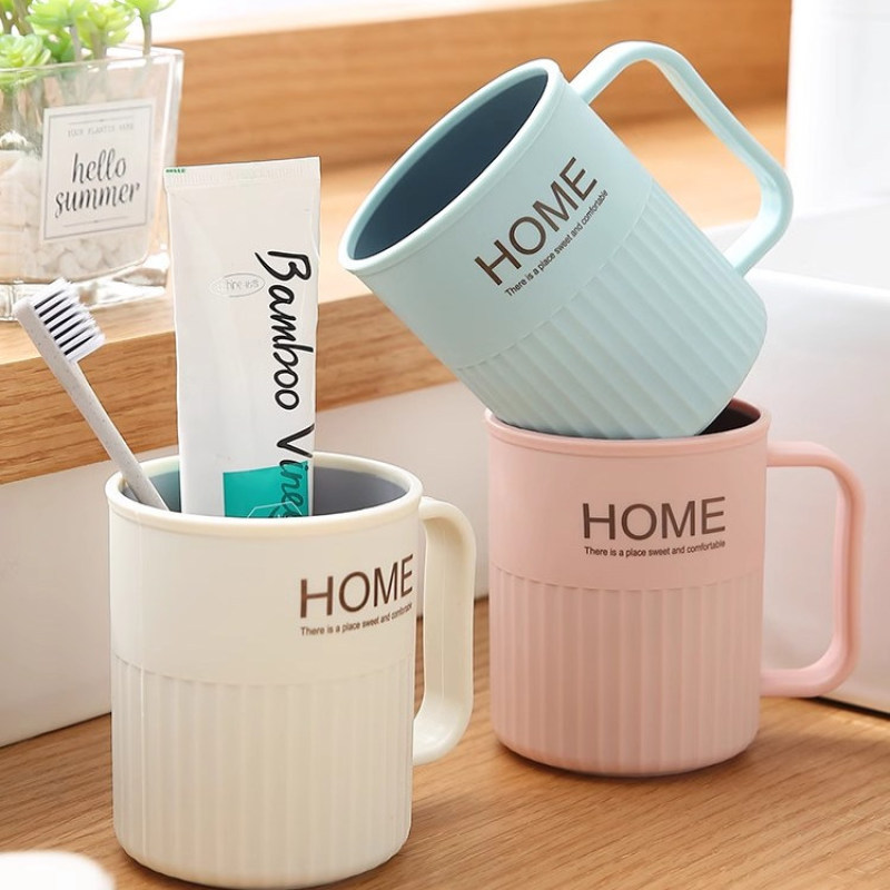 Mouthwash Plastic Simple Household Couple's Ins-style Holder, Mouthwash Cup, Toothbrush Holder 1R_voghion.com