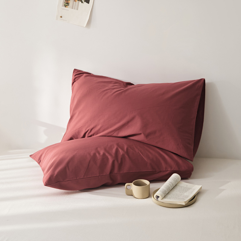 Algodón de alta calidad 60s una sola funda de almohada de algodón lavado con agua funda de almohada de algodón de color sólido funda de almohada de piel un par de 100 funda de almohada de algodón