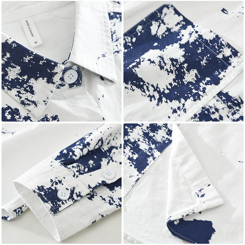 Camicia uomo maniche lunghe stampata casual artistica_voghion.com
