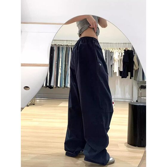 High waist wide leg overalls women's plus size 2024 autumn new chubby girl slim loose mop straight casual pants