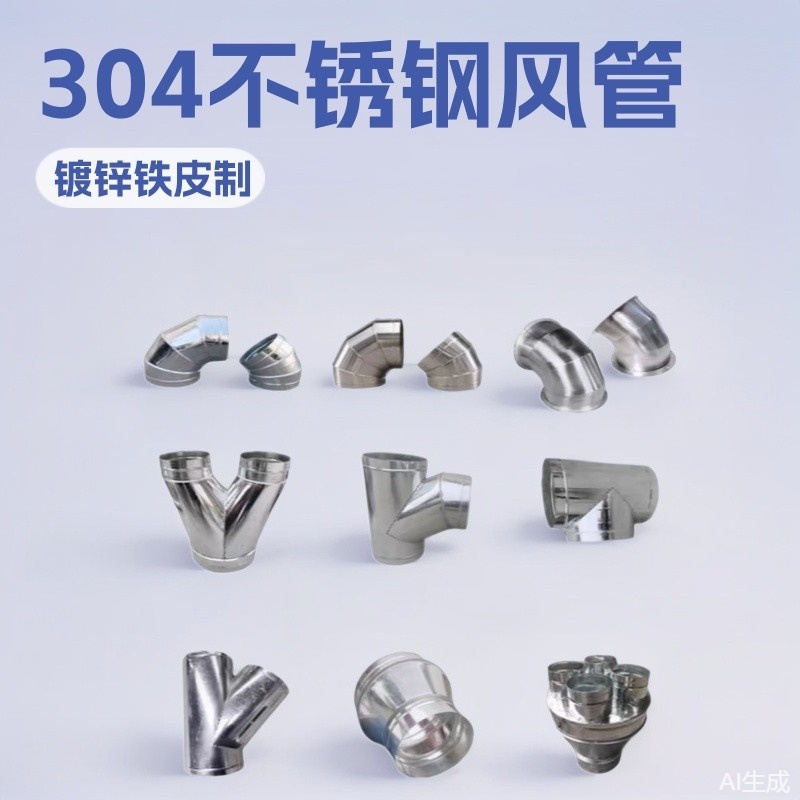 厂家生产白铁皮通风管304风管加工白铁皮90度弯头异形件