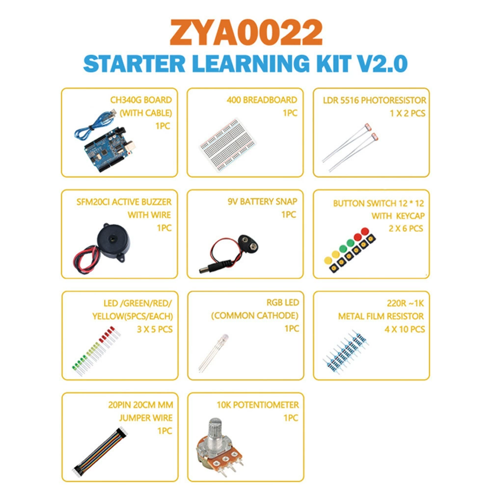 Suitable for UNO R3 development board kit RFID basic entry -level step -step motor UNO R3 learning kit