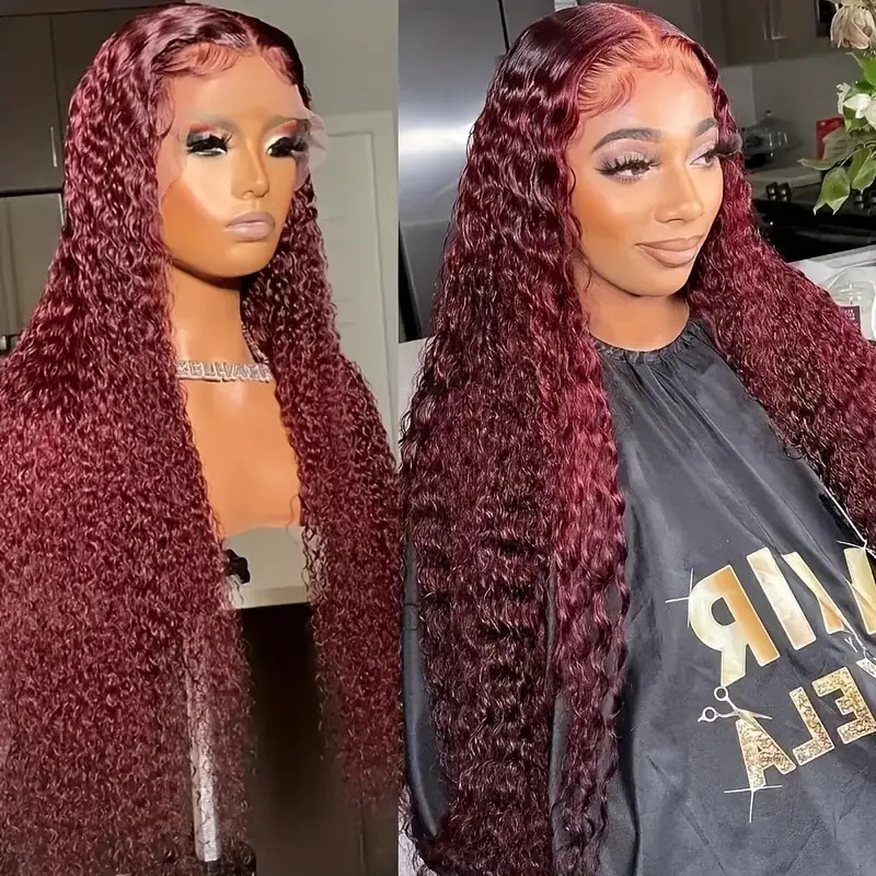 Perruque bouclée tendance avec lace frontale 13 x 4, couleur piano, style européen et américain, extensions de cheveux synthétiques_voghion.com