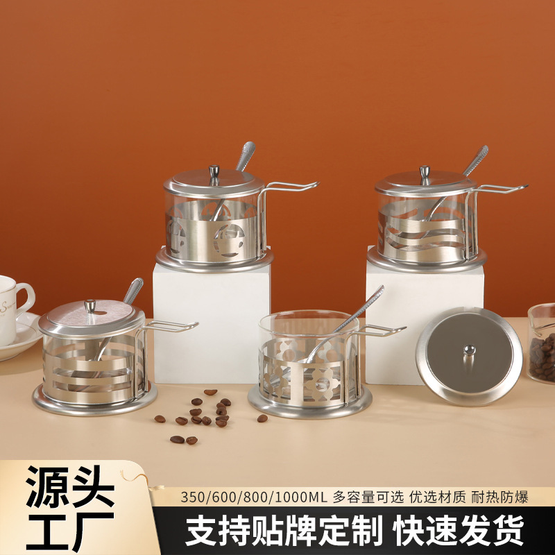 French Coffee Sugar Jar, High-Looking Glass Sealed Jar, Coffee Bean Sugar Cube Storage Sugar Jar Storage Jar Manufacturer