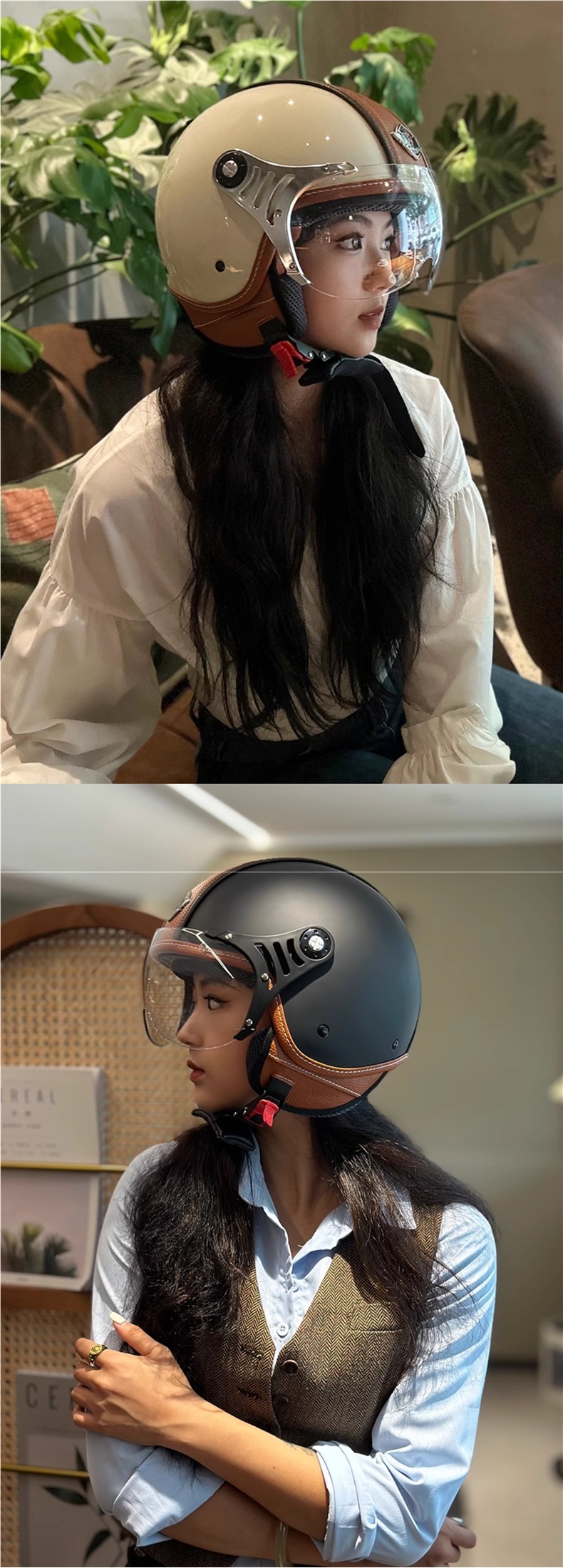 German Qudas Motorcycle Helmet Men's and Women's Retro Four-Season Electric Vehicle Half Helmet Safety Helmet 3C Certification