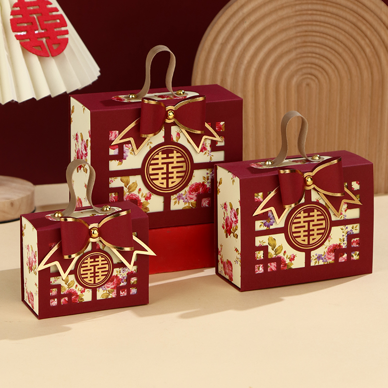 Caja de dulces de boda atmósfera caja de regalo de dulces portátiles caja de embalaje de boda caja vacía caja de cartón bolsa de dulces de boda