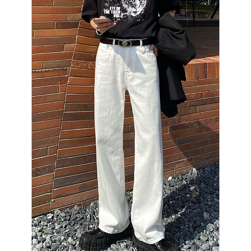 K-style White Casual Pants for Men, Trendy Micro-elastic Straight-leg Loose High-waisted Wide-leg Pants for Couples K-style White Casual Pants for Men, Trendy Micro-elastic Straight-leg Loose High-waisted Wide-leg Pants for Couples