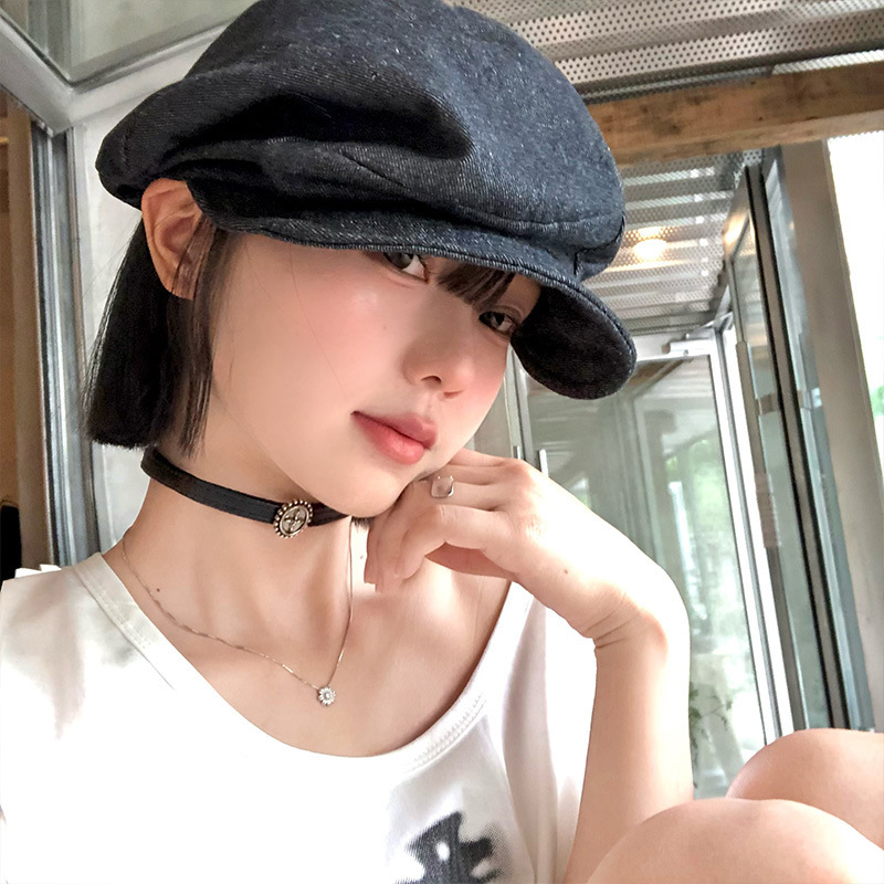 日系复古棉麻贝雷帽女夏季透气大头围显脸小遮阳防晒八角画家帽子|undefined