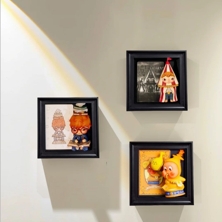 盲盒展示画框挂墙泡泡玛特小野展示盒手办收纳展示架diy创意摆件|undefined