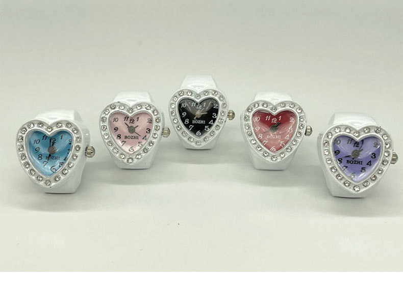 22g Weight Ordinary Glass Mirror Material Stainless Steel Strap Material Watch Rings Classification Casual Heart Shape Solid Color Quartz Watch Rings