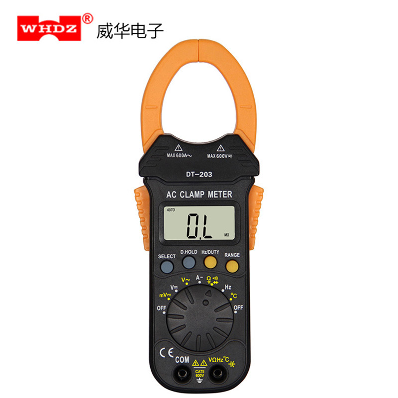 数字钳形表 DT203 测温度频率 带背光 钳形表 自动量程 威华电子