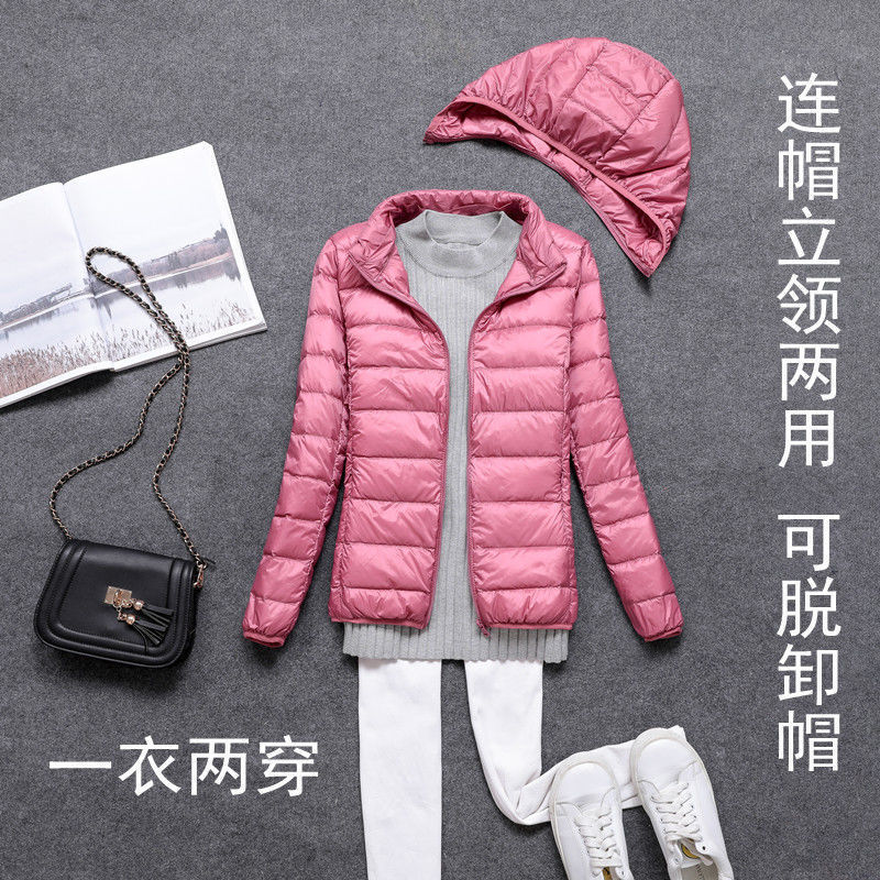 Transfronterizo Tik Tok nueva chaqueta de plumón para mujeres corta estilo coreano delgada y delgada chaqueta de sombrero extraíble de estudiantes de tamaño grande image 7