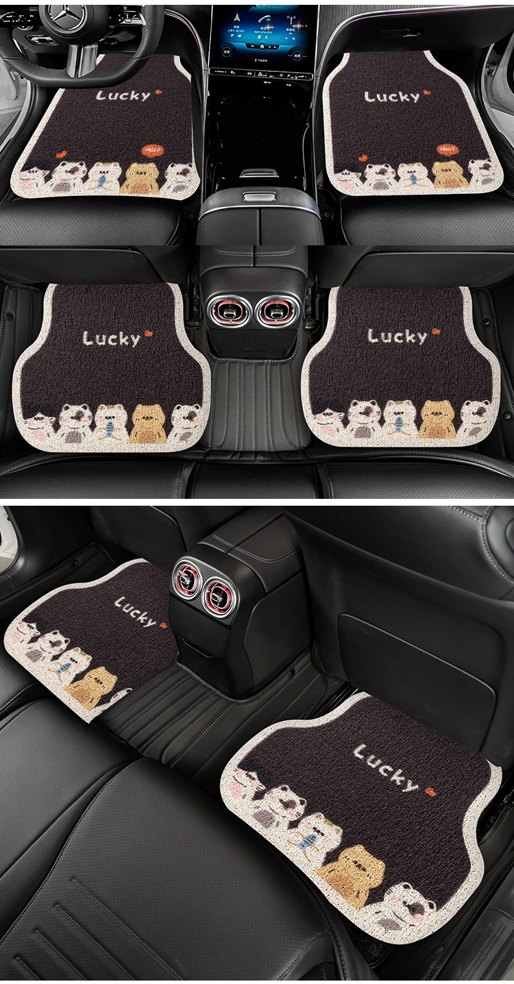 General Motors Floor Mats for Girls, Cartoon Cute Car Interior Mud Scraping Foot Mats, Wire Rings, Non-Slip and Anti-Dirty Floor Mats