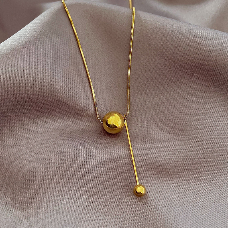 12g Weight Pendant Necklace Classification 1 Piece Quantity Daily Occasion Titanium Steel Material Ball Pattern Women'S Gender Simple Style Style Simple Style Ball Titanium Steel Pendant Necklace 1 Piece 无
