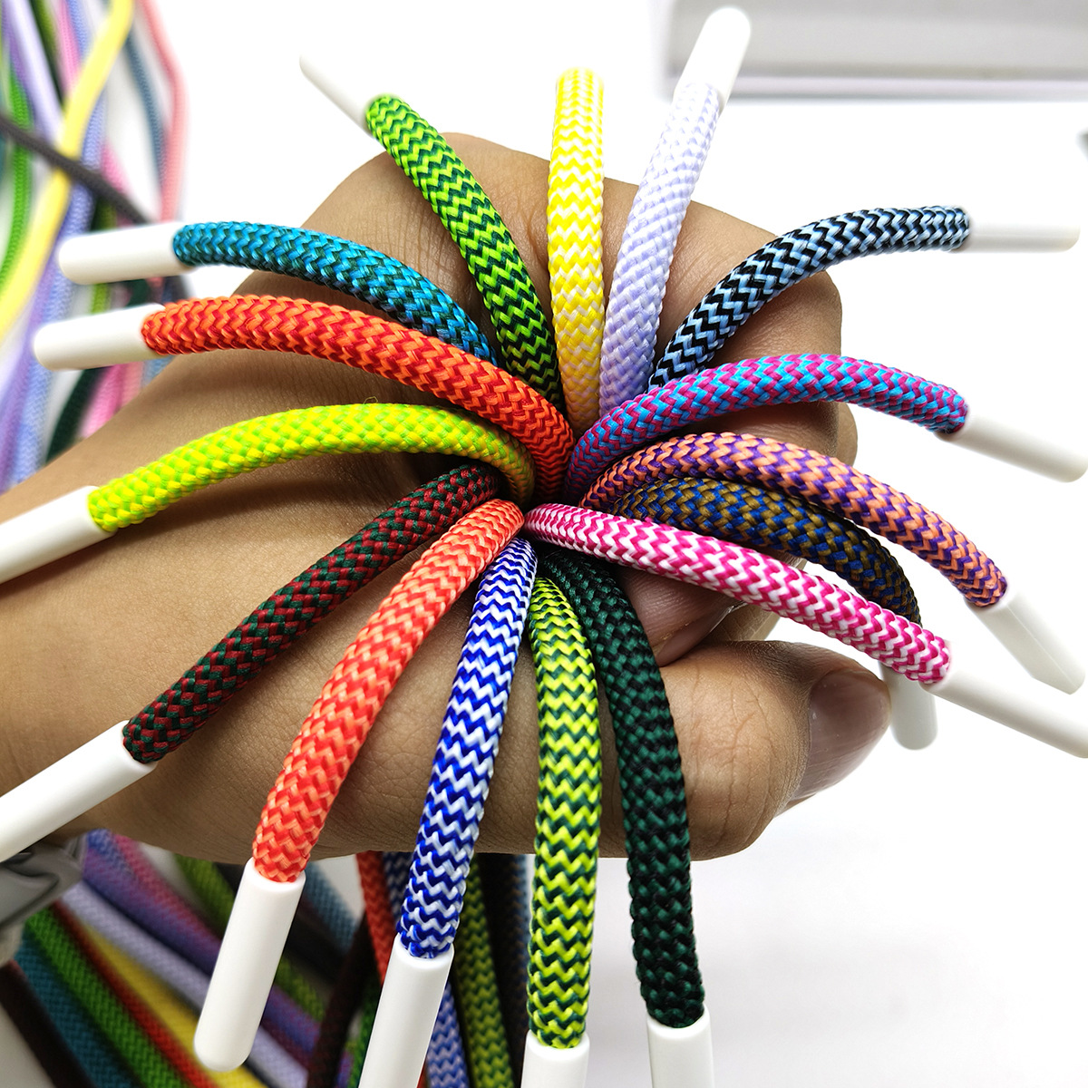 96 color 6mm poliéster color sólido cuerdas de pantalones deportivos cuerdas de poliéster algodón bicolor oval tejido cuerdas accesorios de ropa