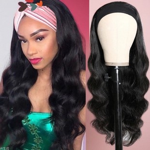 Wig Women's Cross-border New African Fashion Headband WIG Long Curly Hair Chemical Fiber Mechanism Ribbon Full Headgear