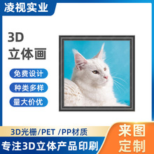 猫咪裸眼3d光栅印刷立体画3D装饰高清变图PET光栅画三维工艺画
