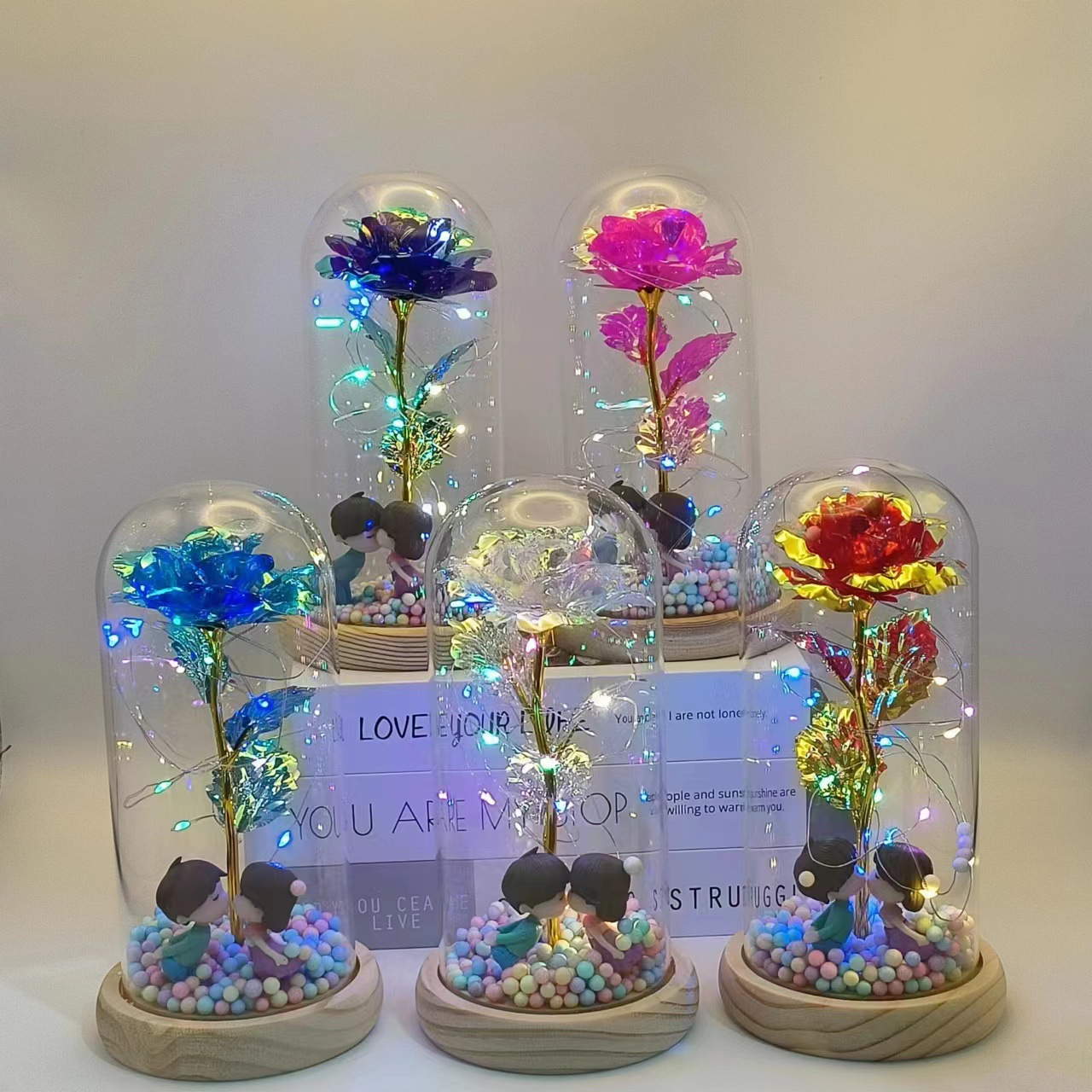 Perpetual Flower Glass Dome Rose Night Light Creative Gift Box Ornament Teacher's Day Valentine's Day Gift for Girlfriend Birthday Gift