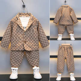 男童潮牌西装套装春秋季儿童休闲西服两件套中小童外贸童装衣服