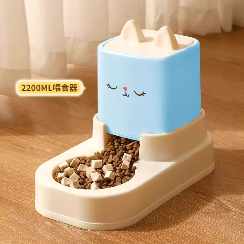 越境新品ペット一体給餌給水器大容量猫犬通用猫碗犬盆ペット用品|undefined