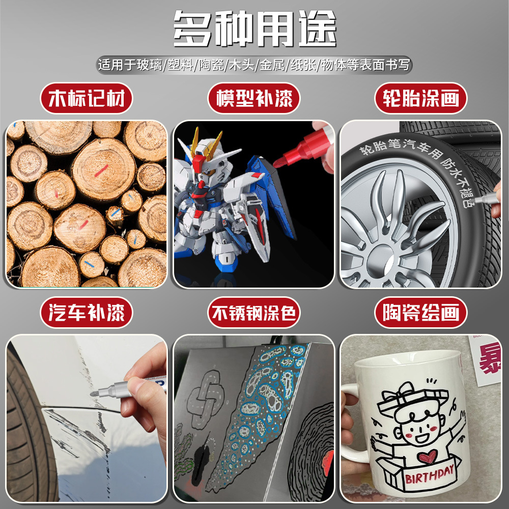 Lápiz de letras de neumáticos de automóviles blanco brillante no decolor graffiti dibujo de neumáticos decoración de belleza renovación lápiz de pintura