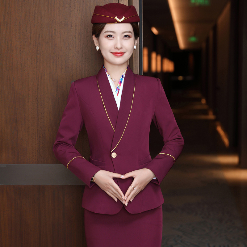 Stewardess Professional Wear Female China Southern Airlines Uniform Vest Suit Hotel Front Desk Jewelry Store Beauty Salon Catering Work Clothes Spring