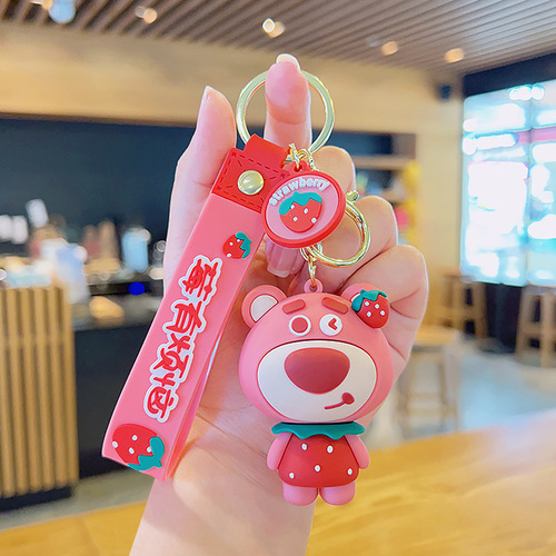 Cute Cartoon Strawberry Bear Keychain Pendant | Stress-Free Berry Doll Accessories for Women | Wholesale Car Key Chains & Charms