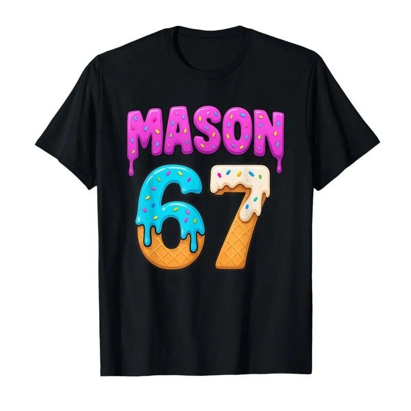 Mason 67 Ice Cream Drops Funny Gag Six Seven Drops Sports T-Shirt, Men's Women's T-Shirt Short Sleeve Top 1006
