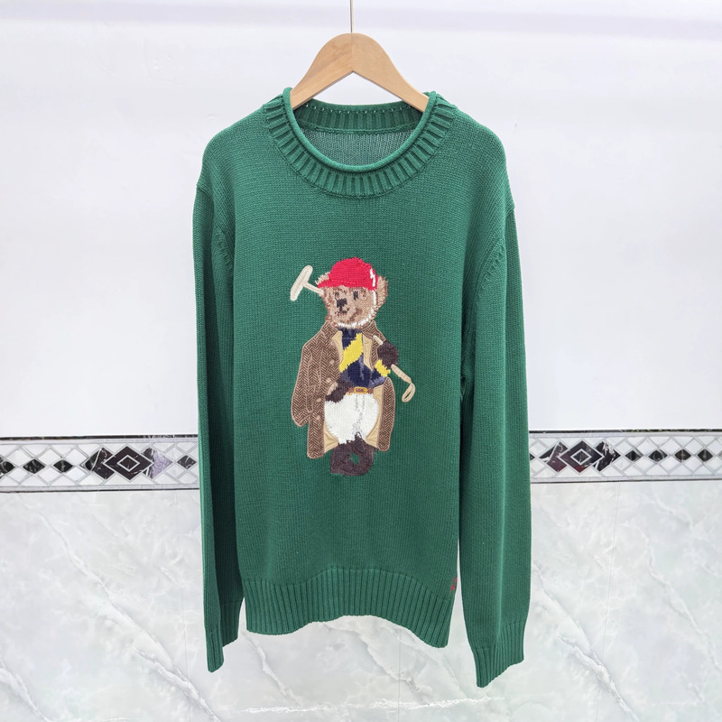 New RL high-quality cartoon autumn and winter heavy embroidery sweater, long-sleeved, turtleneck, casual knitwear, American style women's sweater