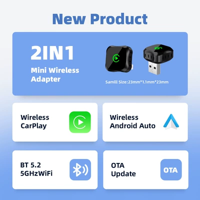 2026 Wireless CarPlay AI Box Wired to Wireless Adapter Plug and Play Automatic Connection (Simsiz CarPlay və Android Auto)
