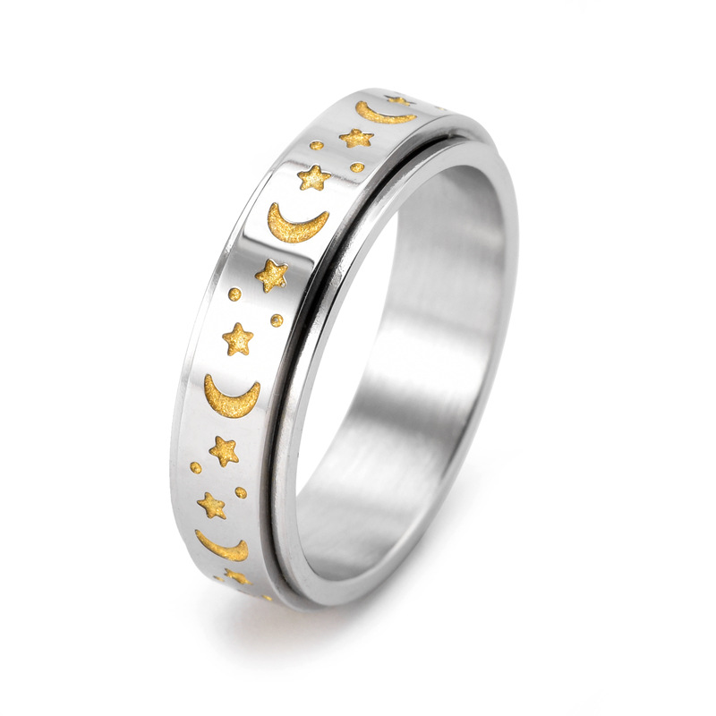 Simple Style Star Moon Titanium Steel Plating Rings