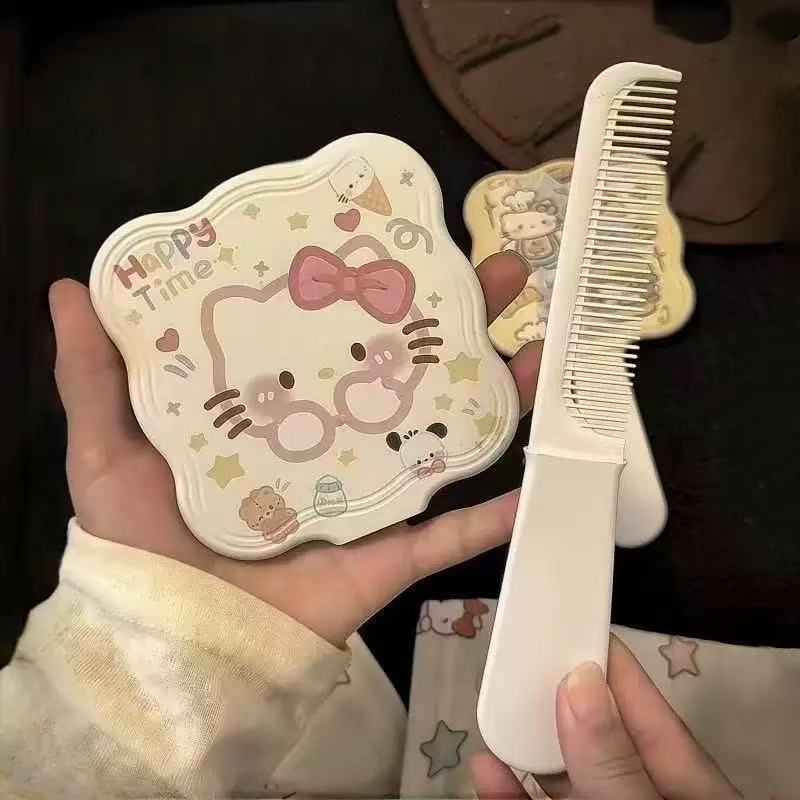 Nuevo espejo de maquillaje de mano, espejo de peinado, dos conjuntos de espejo de maquillaje, dormitorio de estudiantes con dibujos animados simples