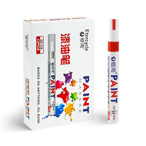 Metal paint pen boxed white touch-up pen color marker industrial tire pen waterproof non-fading graffiti pen